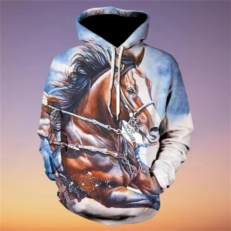 Модные мужские и женские толстовки с 3D-принтом лошади пуловер свитеры рубашки