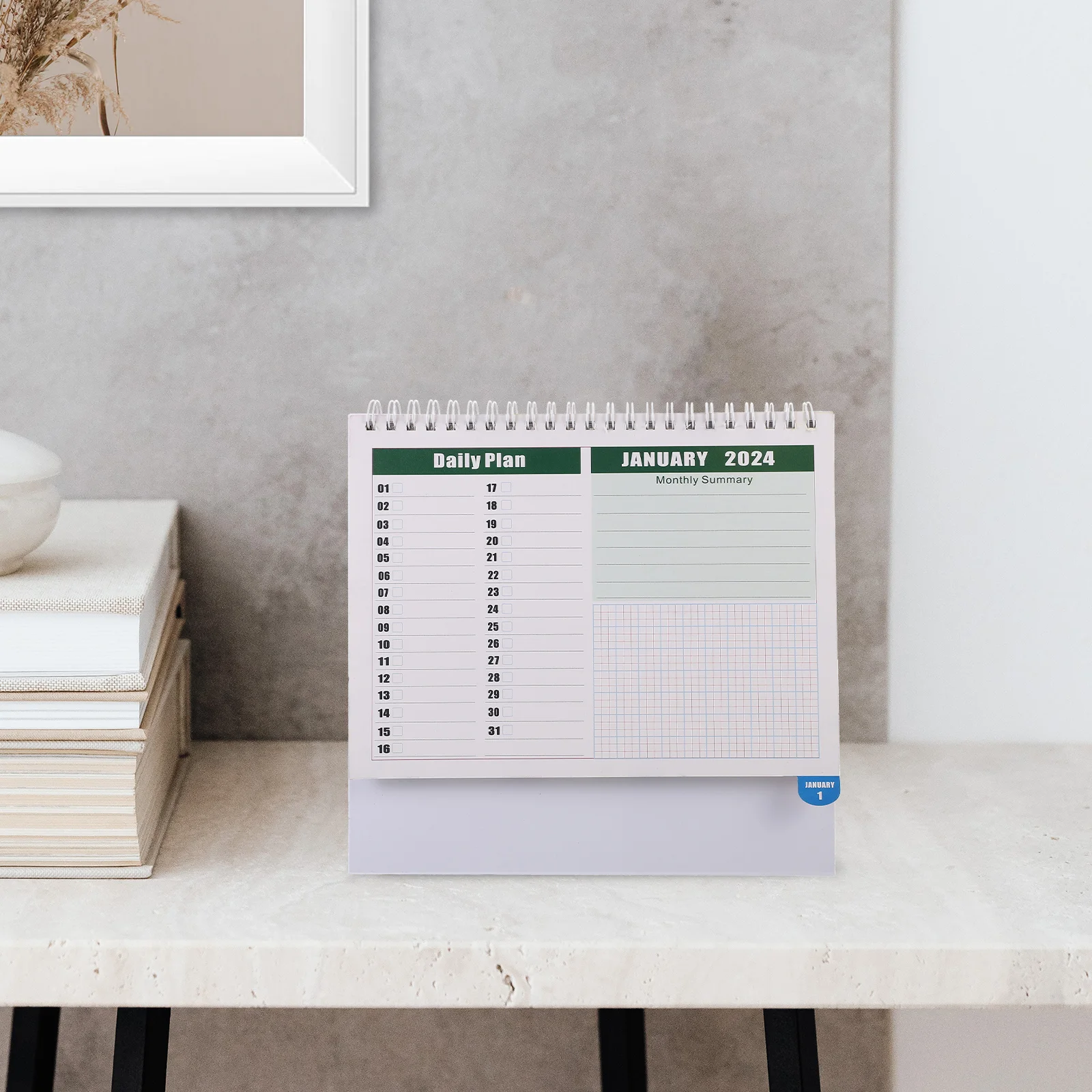 

2024 Desk Calendar Freestanding Block Flip Pad Monthly Ornament Daily Use Turn The Page 3d