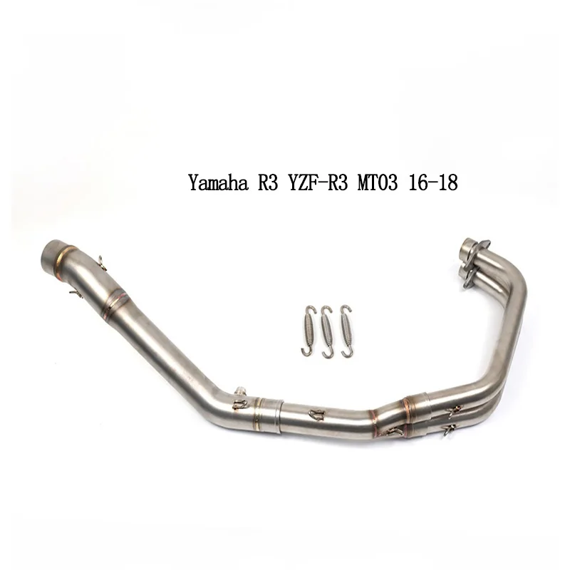 

Для Yamaha R3 R25 LC135 R15v3 2018 YZF-R3 MT03 2016-2018 средняя выхлопная труба мотоцикла, передний глушитель, шатун, колено