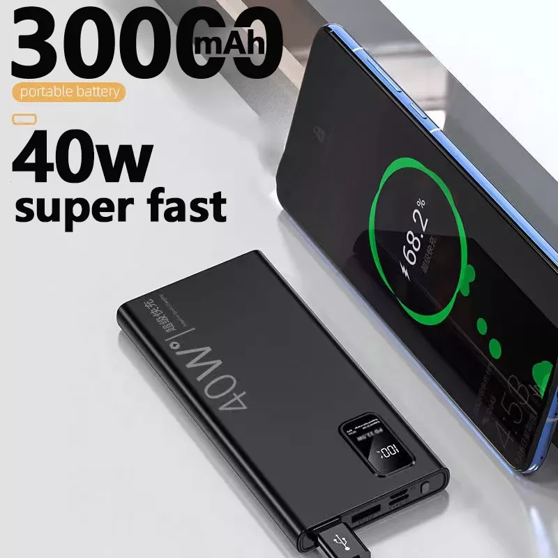 

Power Bank 40W Fast charge 30000mAh QC FCP Fast Charge Powerbank For Laptop Smartphone Tablet Switch Portable External Battery