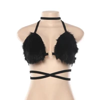 new sexy womens autumn and winter fur solid color bra pink black plus velvet bottoming tube top ladies short underwear