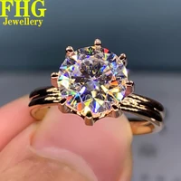 1 2 3 4 5 Carat Solid Au375 9K Rose Gold Ring DVVS Moissanite Diamonds Round Wedding Party Engagement Anniversary Ring