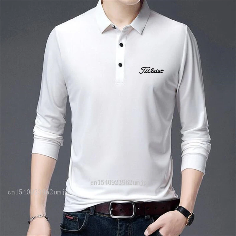 

Men Brand Golf Clothes 2023 New Fashion Autumn Polo Shirt Cotton Black Designer Men Striped Casual Long Sleeve High End Tops