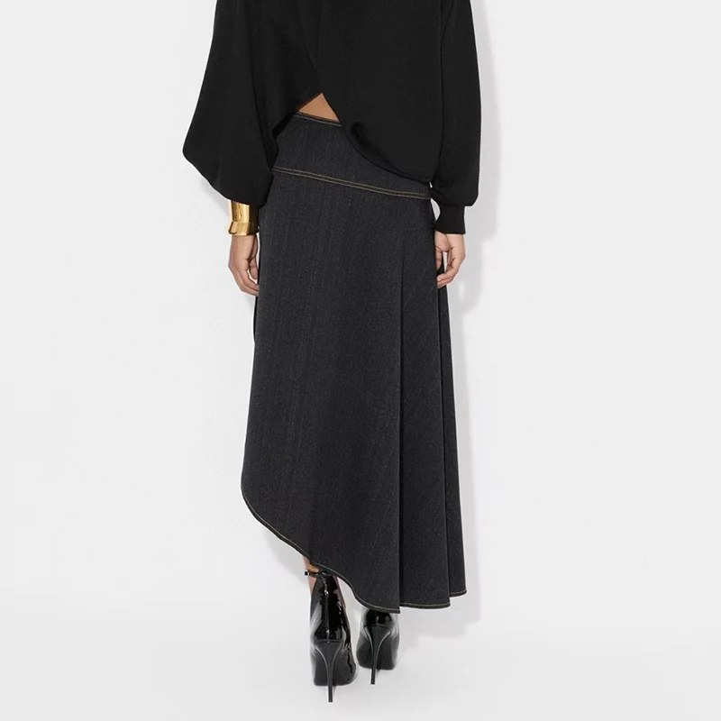 Женская ассиметричная джинсовая юбка-бюстье модная пикантная универсальная