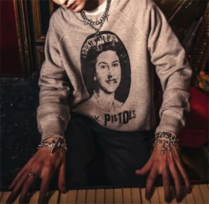 SAINT 2024 новая высококачественная винтажная стираная толстовка с круглым вырезом и