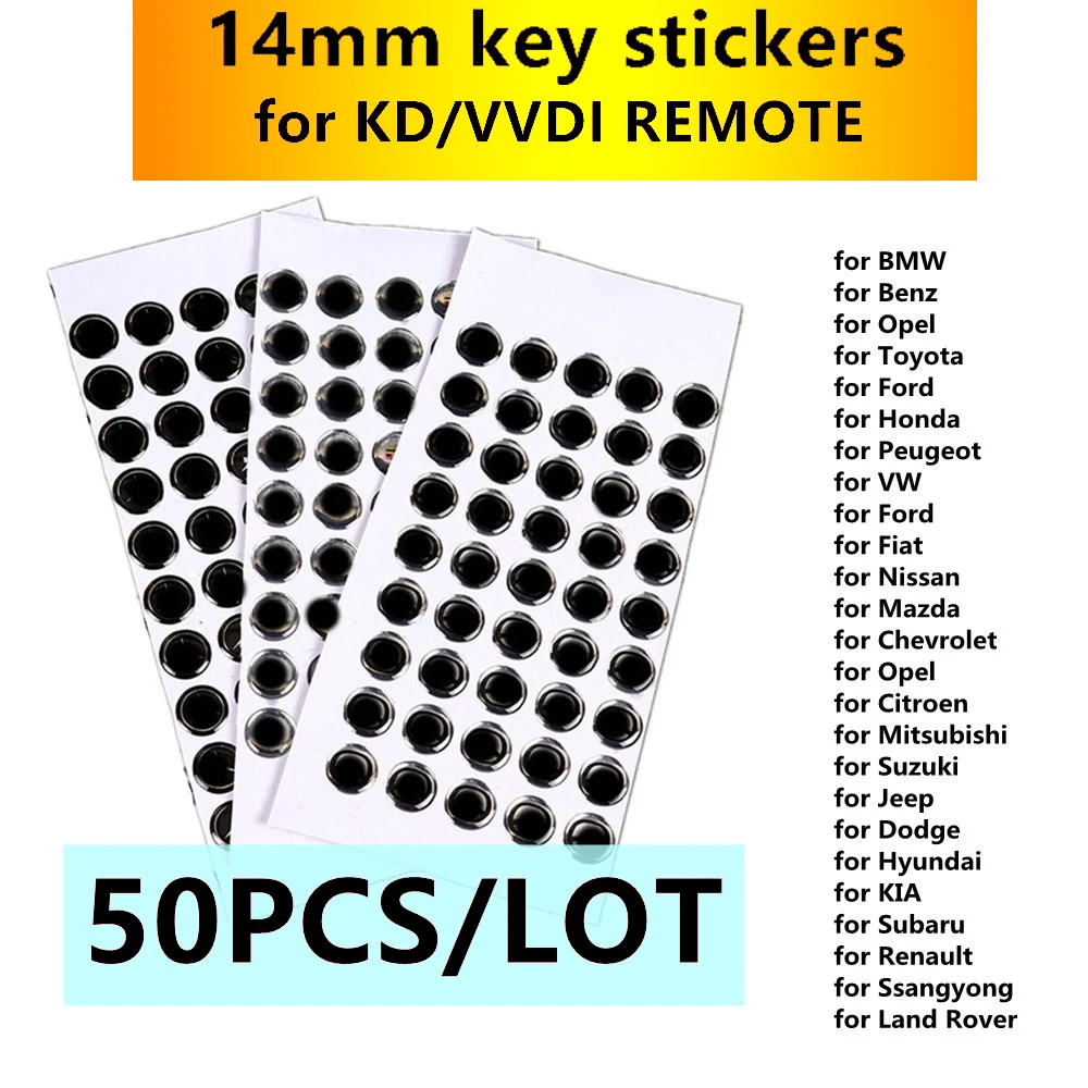 

50 шт./партия, эпоксидные наклейки для автомобильных ключей, 14 мм