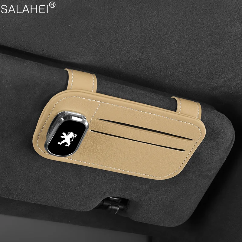 

For Peugeot 107 108 206 207 208 301 306 307 308 408 508 2008 3008 5008 Car Sun Visor Organizer Sunglasses Clip Sunglass Holder