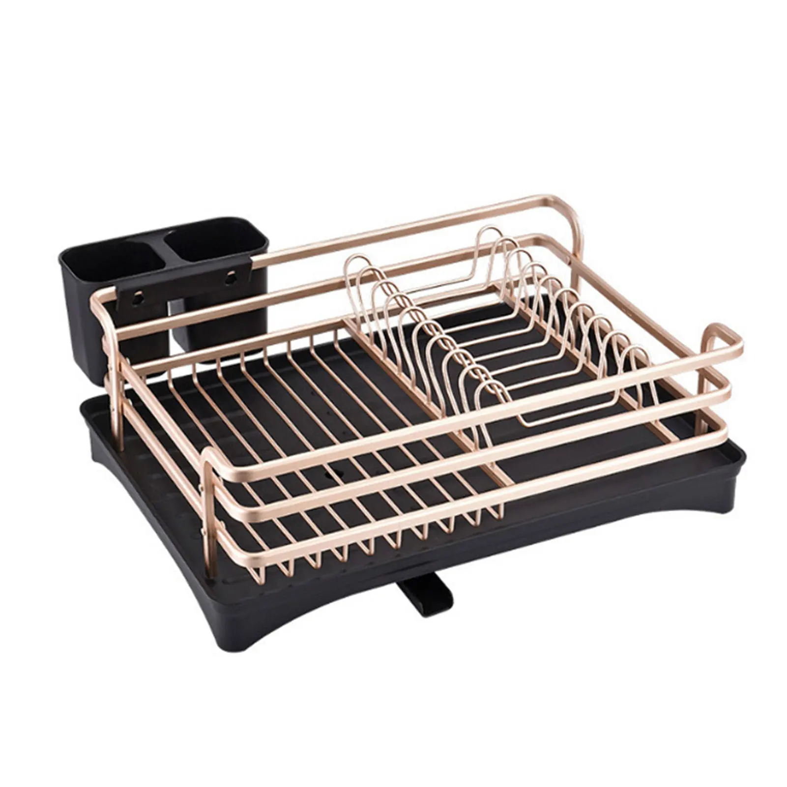 

Home Aluminum Dish Drying Rack Space Saving For Kitchen Cutlery With Chopstick Holder Removable Drainboard Storage Accessories