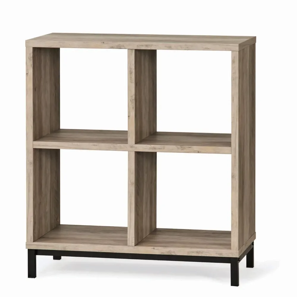 

4-Cube Organizer With Metal Base Furniture Living Room Sofas Rustic Gray Book Shelves on Wall Storage Shelf for Bedroom Librero
