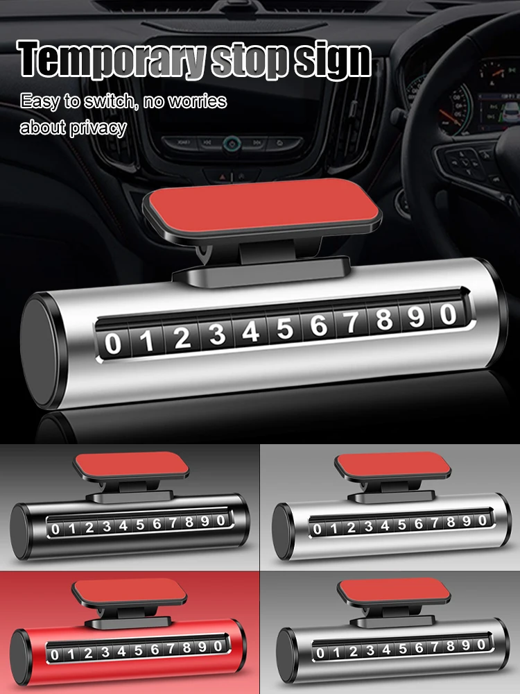 

Car Phone Number Card Alloy Temporary Parking Card Plate Telephone Number Car Park Stop Automobile Accessories 12x4.8cm