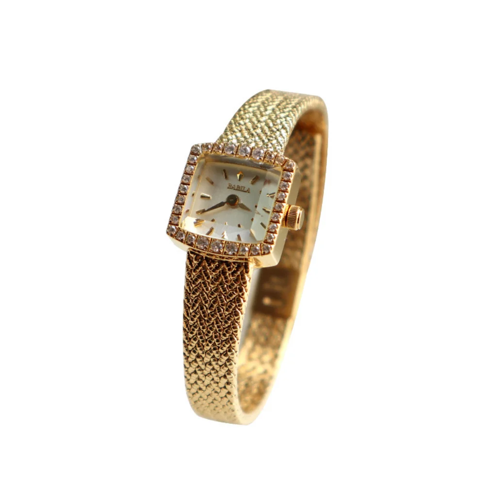 New Mini Square Luxury Diamond-studded Wheat Ear Small Gold Watch Women's Quartz High-grade Watch