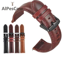 new design oil wax genuine leather watch band 18mm 20mm 22mm 24mm customized premium watch leather strap women men