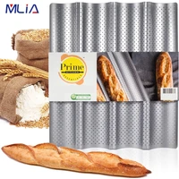 mlia hot carbon steel 234 groove wave french bread baking tray for baguette bake mold pan diy bread mold baking pastry tool