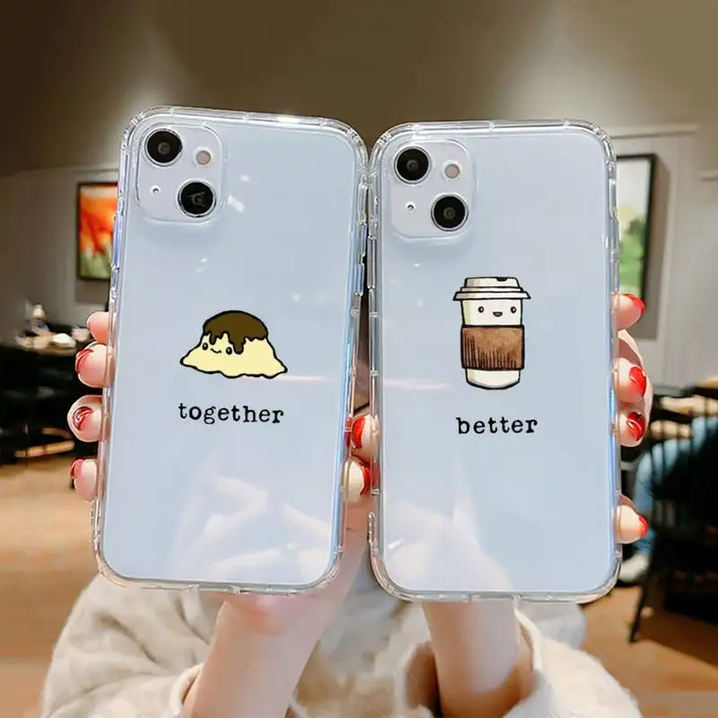 

Cute Milk Biscuits BFF Couple Phone Case Clear Transparent for iPhone 11 12 13 mini pro XS MAX 8 7 6 6S Plus X 5S SE XR 2020