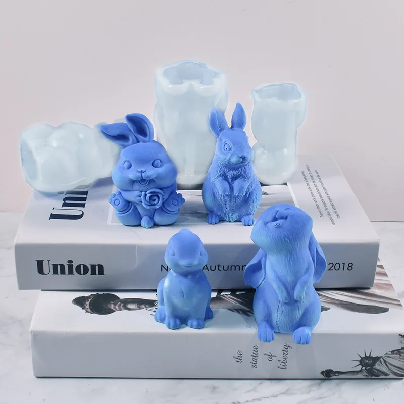 

Flower Easter Rabbit Silicone Candle Mold for DIY Aromatherapy Candle Plaster Ornaments Soap Epoxy Resin Mould Handicrafts Make