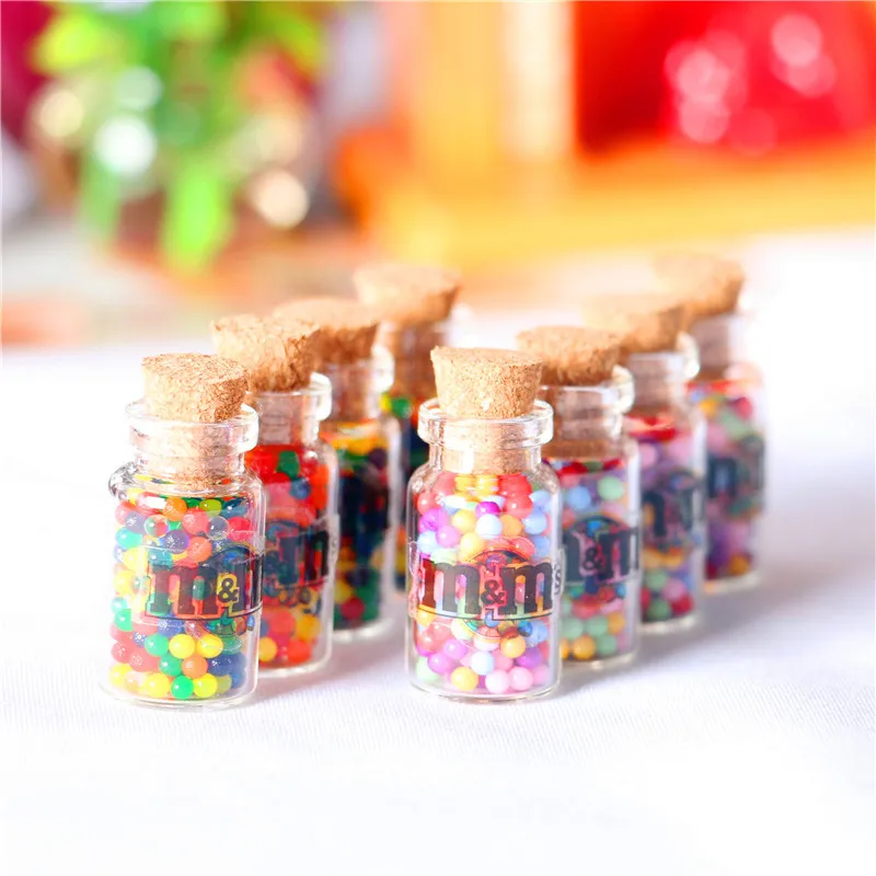 

3pcs Doll House Accessories Miniature Kitchen Candy Model MM Candy Glass Jar RESIN HOME DECOR Simulation Accessories
