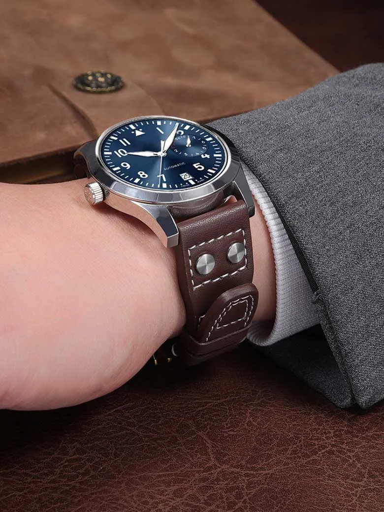 Фото Ремешок для часов из натуральной кожи для IWC Big Pilot Mark 18, португальский ремень 21 мм 22 мм, браслет для часов Schaffhausen, ремешок для ногтей из ивы №4