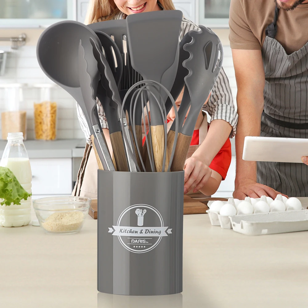 Набор легких силиконовых кухонных инструментов 11 шт. термостойкие кухонные