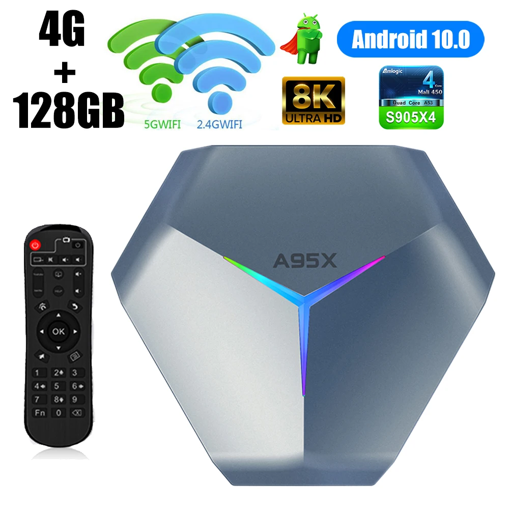 

ТВ-приставка A95X F4, Android 10,0, 4G, 128 ГБ