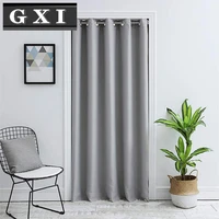 gxi grey grommet top solid color semi blackout door curtain for living room divided doorway curtain thermal modern drapes