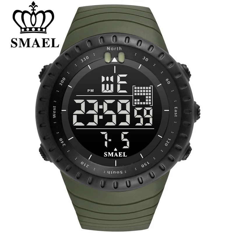 

SMAEL Men Outdoor Sports Electronic chronograph 2022 New Men's Watch Big Dial Digital 50M waterproof Digital LED Wrist Watches