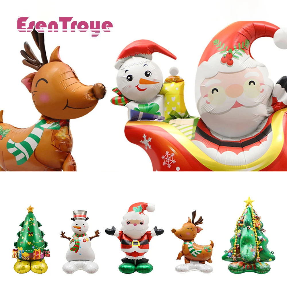 

Christmas Decorations Foil Balloons Standing Santa Claus Snowman Reindeer Xmas Tree Balloons Inflatable for Home 2023 New Year