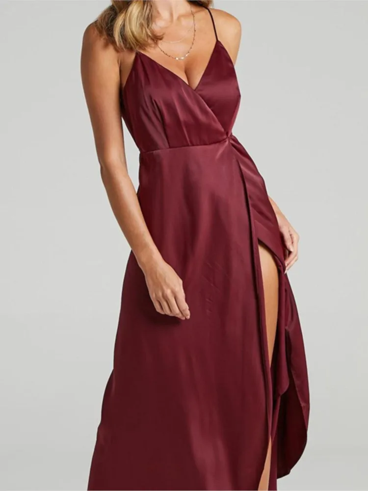 

Summer Women Backless Sexy Spaghetti Strap Split Sleeveless Long Dresses Bandge Clubwear Evening Party Vestidos Robe