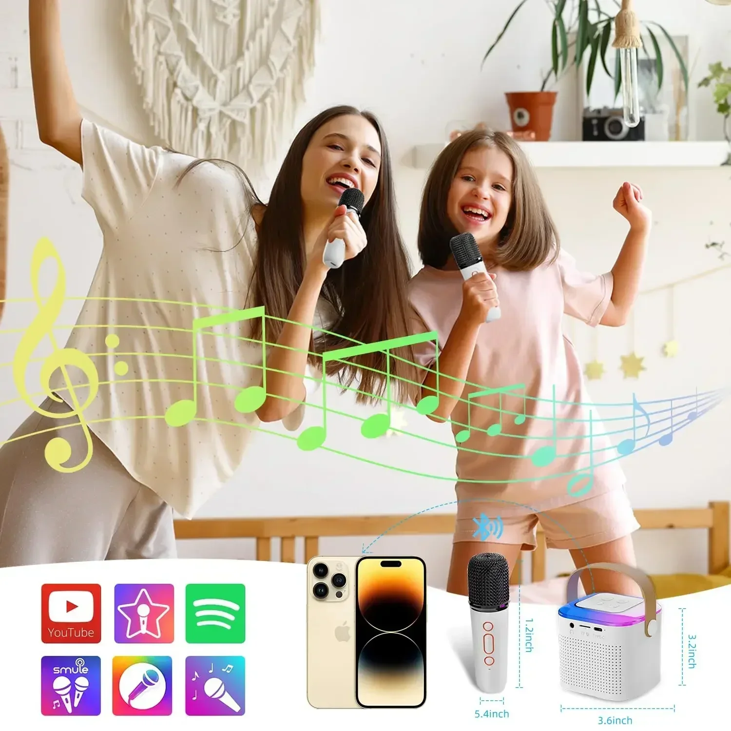 Портативный караоке-автомат Y1 KTV с Bluetooth-системой беспроводные двойные микрофоны