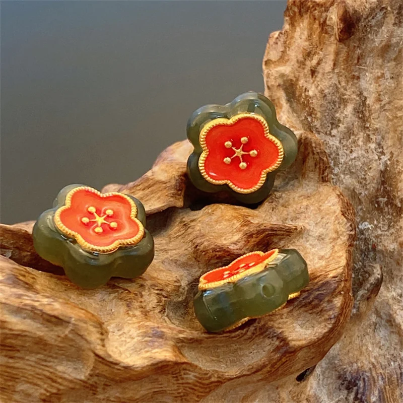 

Бусины из серебра 925 пробы с натуральным нефритом, 10 шт.