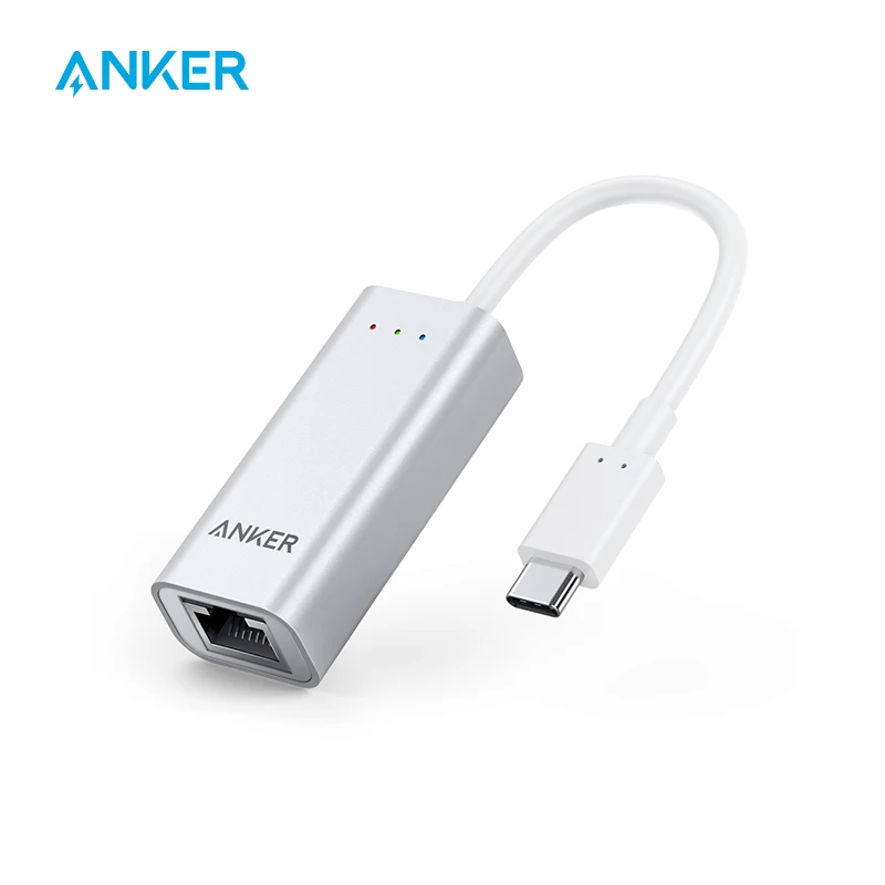 

Сетевой адаптер Anker USB C Ethernet, алюминиевый Портативный адаптер USB C для MacBook Pro, адаптер USB для RJ45 USB Ethernet для ноутбука