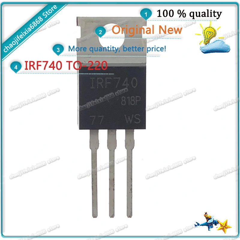 10 шт./лот! Транзистор для триодов IRF740PBF IRF740 TO-220 IRF740P IRF740PB TO220 10A 400V MOSFET N-Chan - купить по