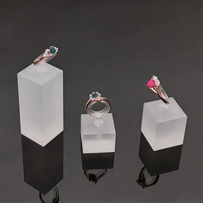 Fashion New Style Lot Of 6 Square Acrylic Frosted Ring Jewelry Display Stand Holder Rack Organizer Showcase Photography Props