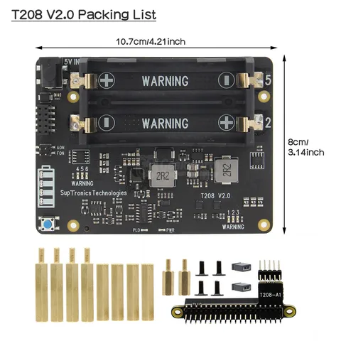 Плата управления питанием NVIDIA Jetson Nano T208 с 6 ячейками, 18650 UPS (макс. 5,1 В 8a) и обнаружением потери мощности переменного тока и безопасным отключением