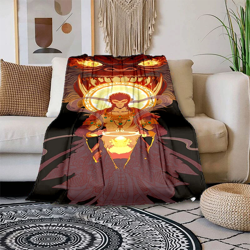 

Throw All Season Light Blanket Gifts Sun WuKong Monkey King Print Blanket Sofa Blankets for Beds Super Soft Warm Blanket Flannel