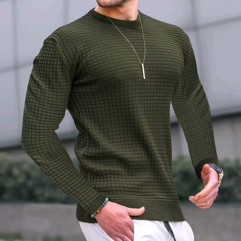 Casual Long Sleeve Slim Fit Basic Knitted Sweater Pullover Male Round Collar Autumn Winter Tops Cotton T-shirt New Fashion Men