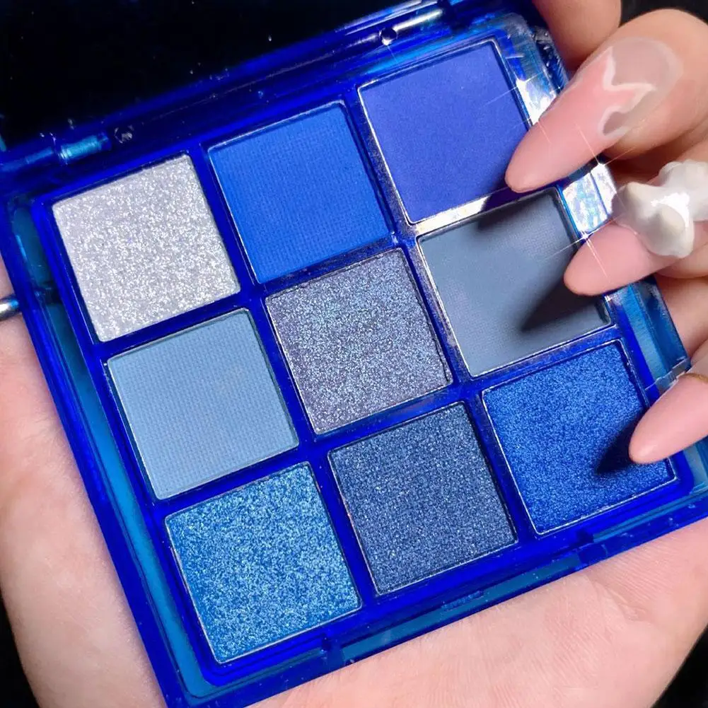 

9 Colors Blue Blood Eyeshadow Makeup Pallete Matte Diamond Shine Eye Palette Neon Shimmer Eyeshadow Yellow Palette Shadow B O8H9