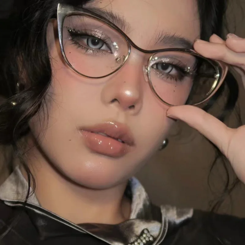 New Fashion Retro Anti Blue Light Cat Eye Women Glasses Metal Frame Reading Computer Clear Lens Female Simple Eyeglasses gafas