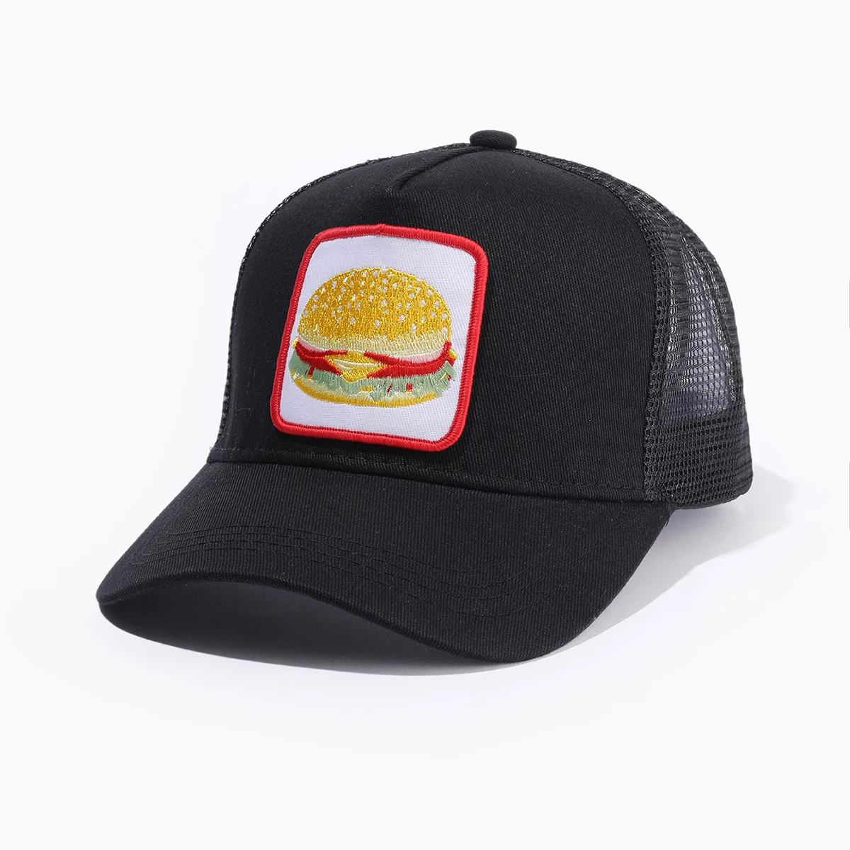 Хлопковая Сетчатая Бейсболка Унисекс С Мультяшной Гамбургской Вышивкой Snapback