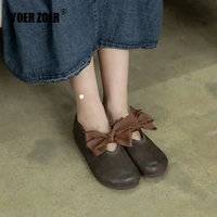 womens shoes academy mori girls cute shoes cowhide shallow bow tie retro literary beef tendon bottom spring flat shoes vintage