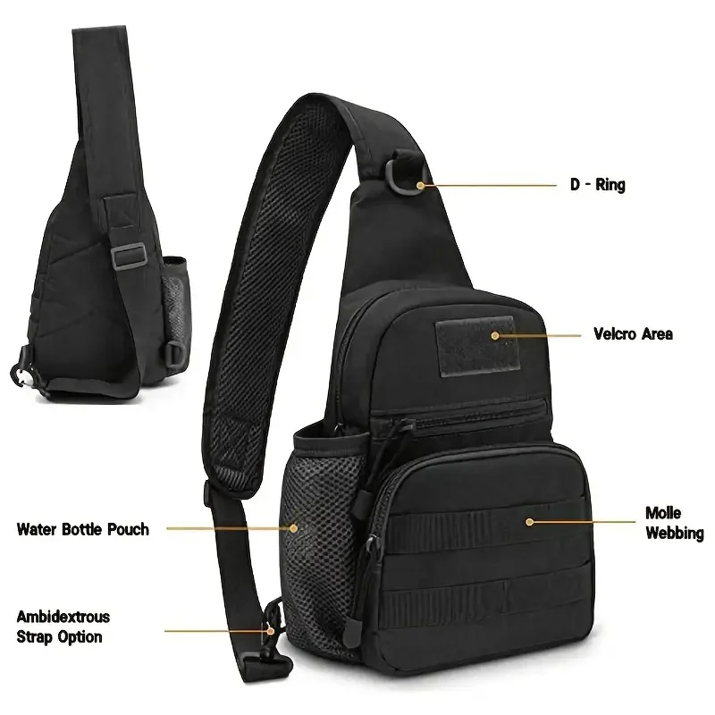 Outdoor Tactical Sling Bag As Chest Bag Shoulder Backpack 900D Nylon Waterproof Molle With Water Bottle Hiking  Bag