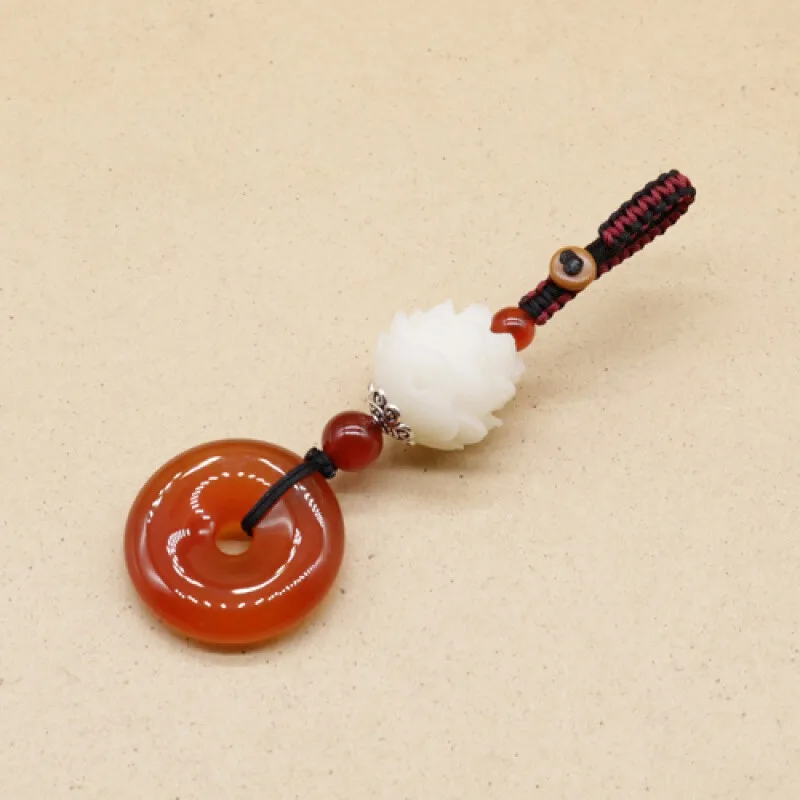 

Chalcedony Agate Peace Buckle Bodhi Lotus Car Key Ring Pendant Original Pendant