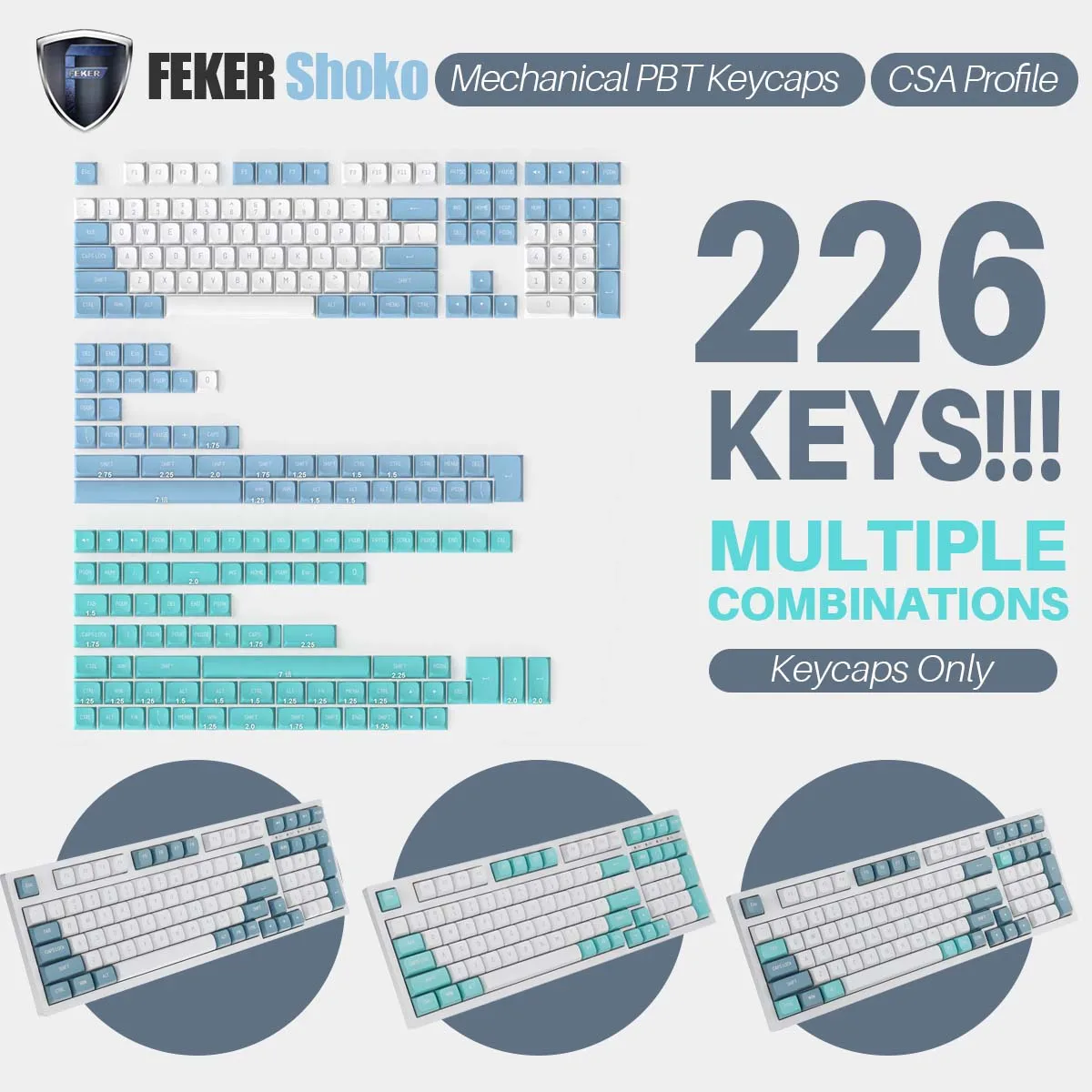 

FEKER Shoko J18018 CSA 226 Keys Mechanical PBT Keycaps For MX Switch 61/64/71/78/84/87/96/104/108 Mechanical Keyboard