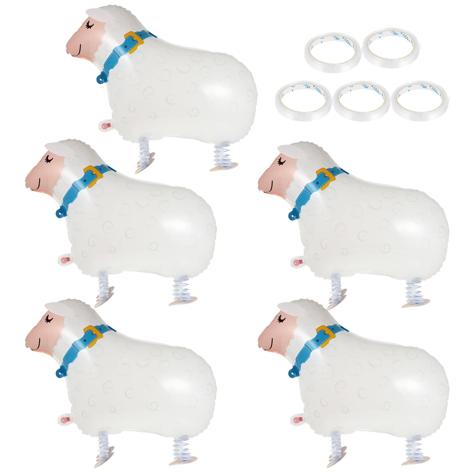 

5PCS Sheep Foil Balloons Walking Balloons Farm Aluminum Mylar Balloon Air Walkers Helium Balloon for Birthday Shower Stokhorse