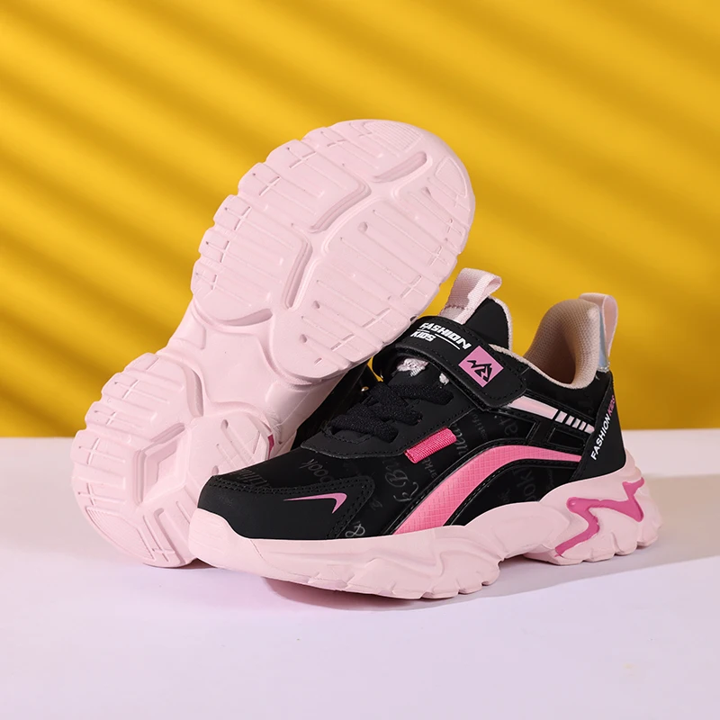 Children Sneakers Girls Sports Shoes Fashion PU Leather Kids Shoes Lightweight Cute Pink Casual Running Tennis Sneakers for Girl