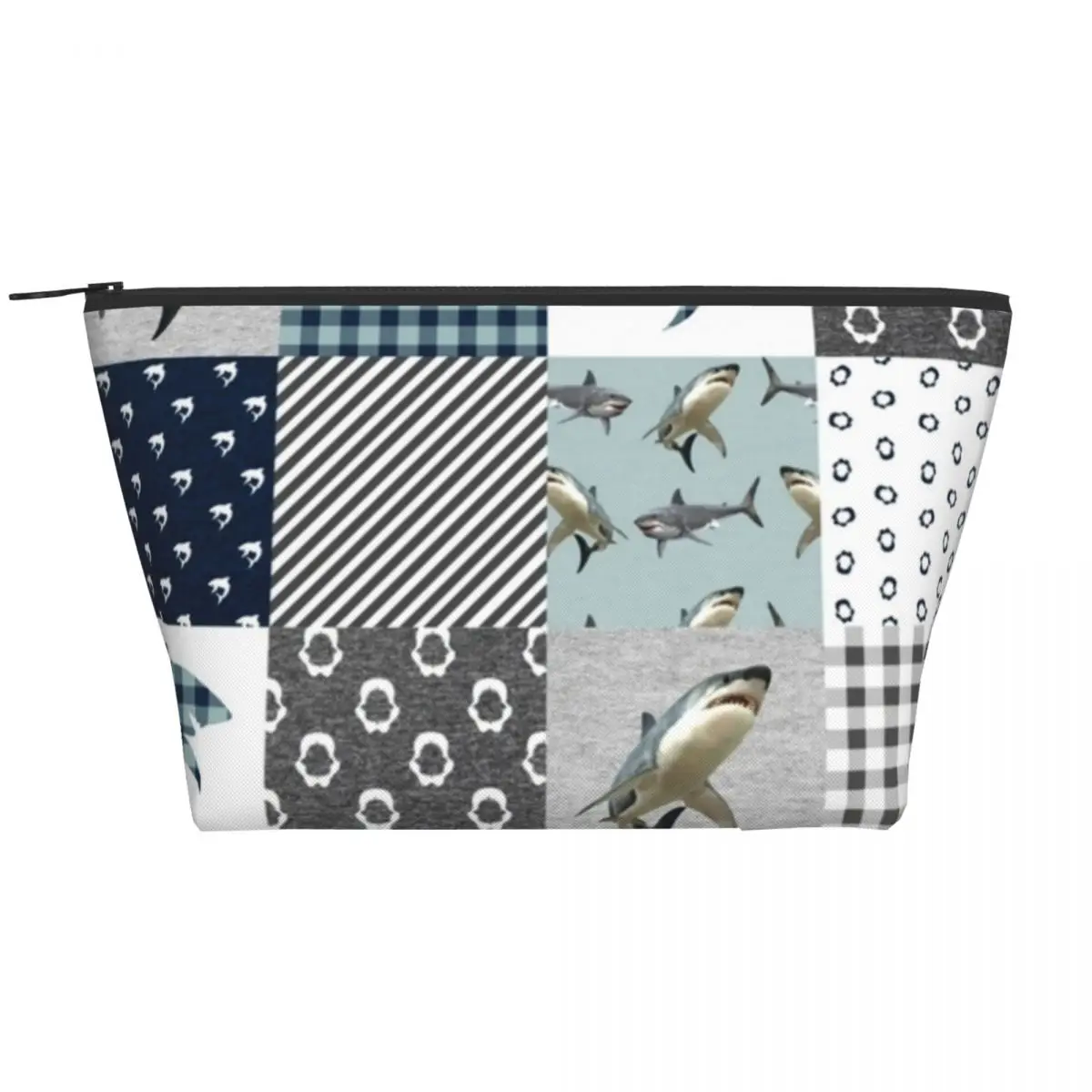 

Органайзер для хранения на молнии с забавным принтом акулы, шахматная дорожка с животными, многофункциональная косметичка, ежедневные женс...