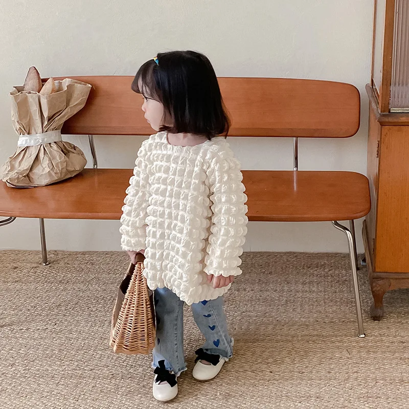 Freely Move Baby Girl Long Sleeve Blouse Cotton Infant Toddler Princess Shirt Autumn Bubble Top Blouse Korean Style Baby Clothes