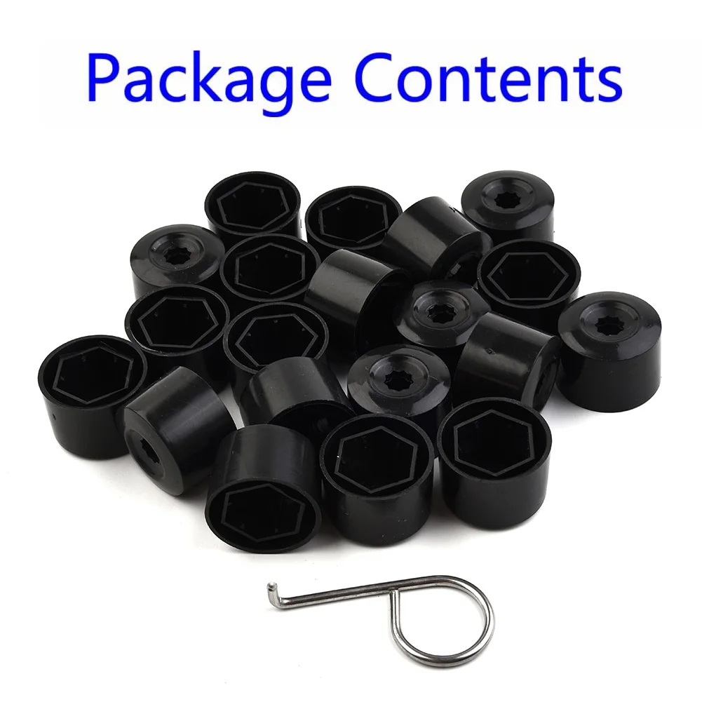 

20pcs Wheel Nut Bolt Tire Screw Cover Cap 17mm Wheel Nuts Bolts Tyre Screw Cap Protective Cover Black For Passat Golf Beetle