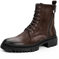 cashmere zipper big size high quality combat boots mens boots and luxury shoes autumn winter genuine leather cowhide ankle boots