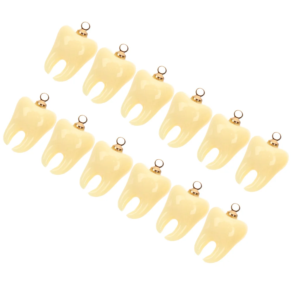 

12 Pcs Tooth Shape Pendant Jewelry Making Charms Small Teeth Hairpin Fake Ornaments Resin Decorative Mini DIY Craft Keychain