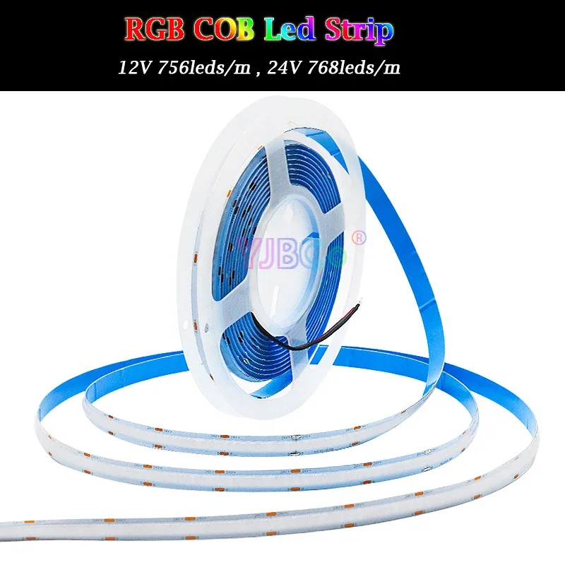 12 В 24 5 м RGB COB светодиодная лента 756/768 светодиодов/м атмосфера красочная световая